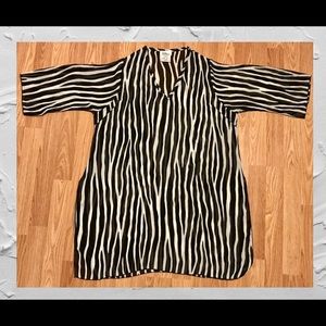Clovis Zebra Print Sheer split sleeve tunic top